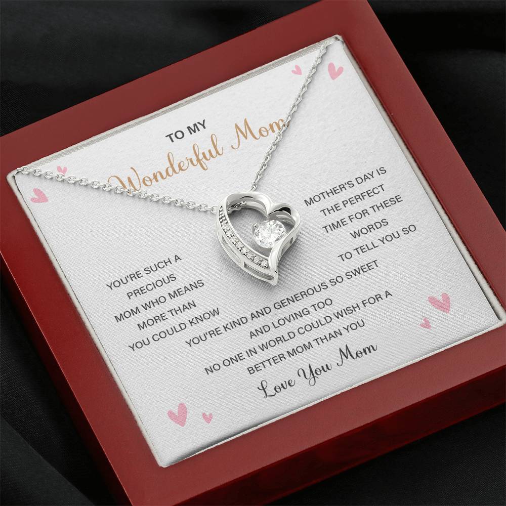 Love Shape Necklace Gift for Mom With Sweet Card & Box