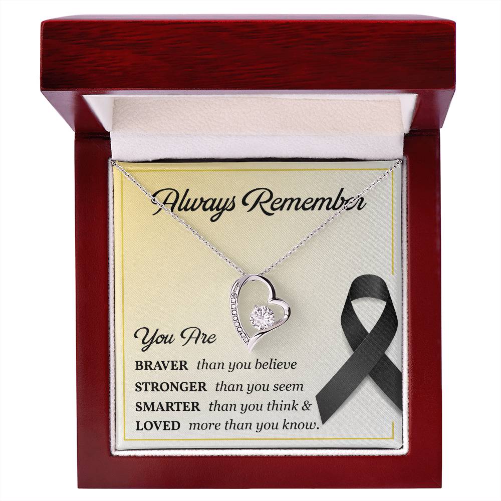 Black Ribbon Grief Support Necklace for Women