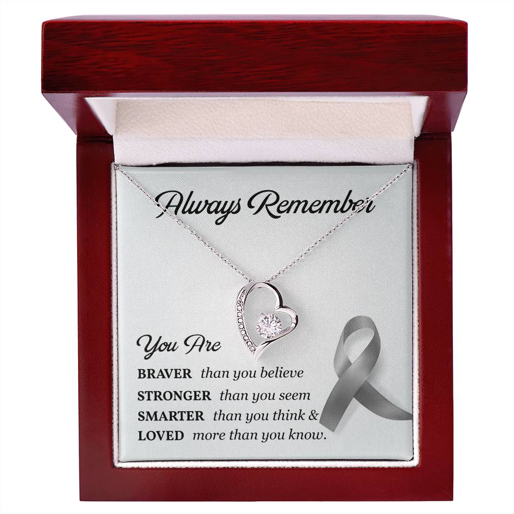 Cancer Memorial Necklace with Gray Ribbon Card