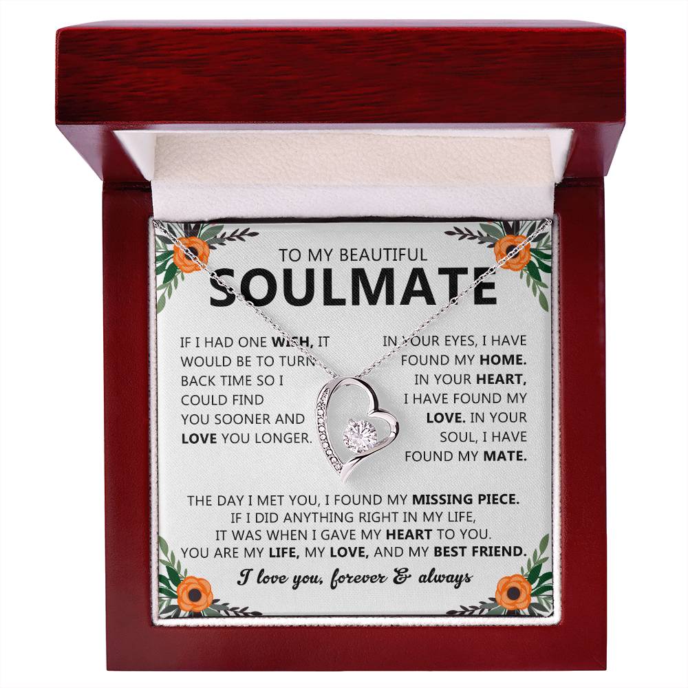 Soulmate Heart Pendant Necklace with Love Note