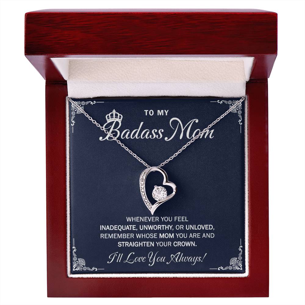 To My Badass Mom Necklace Gift From Daughter with Message Card