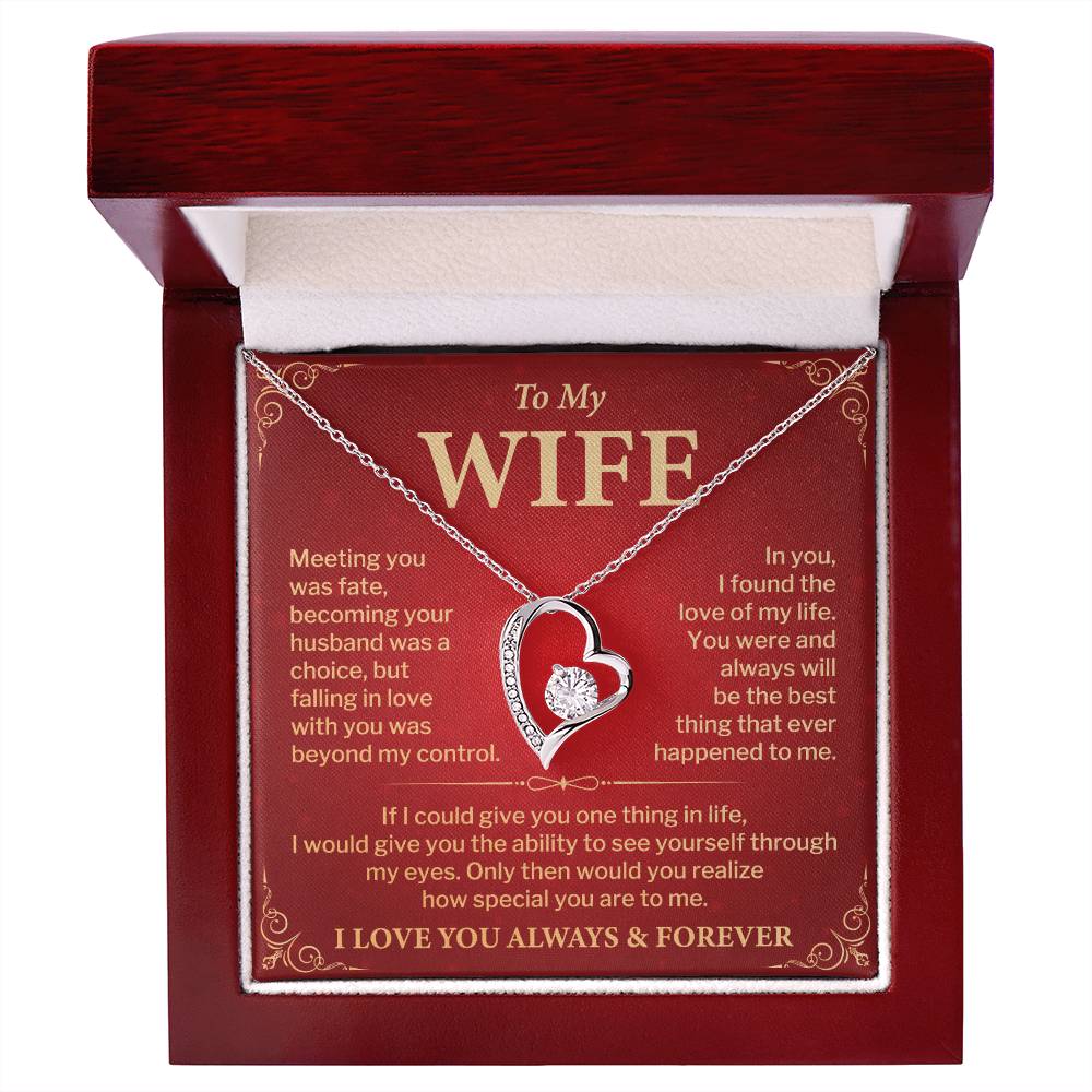 Wife Necklace Gift from Husband – Heart Pendant with Romantic Love Message Card