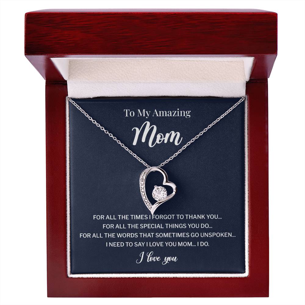 To My Mom Necklace Gift With Thank You Message Card