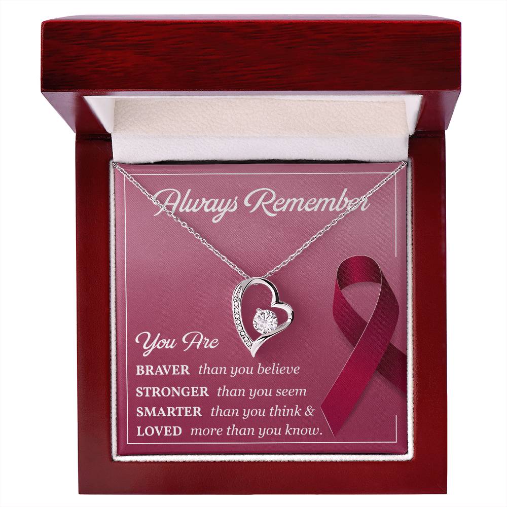 Burgundy Ribbon Encouragement Necklace for Her