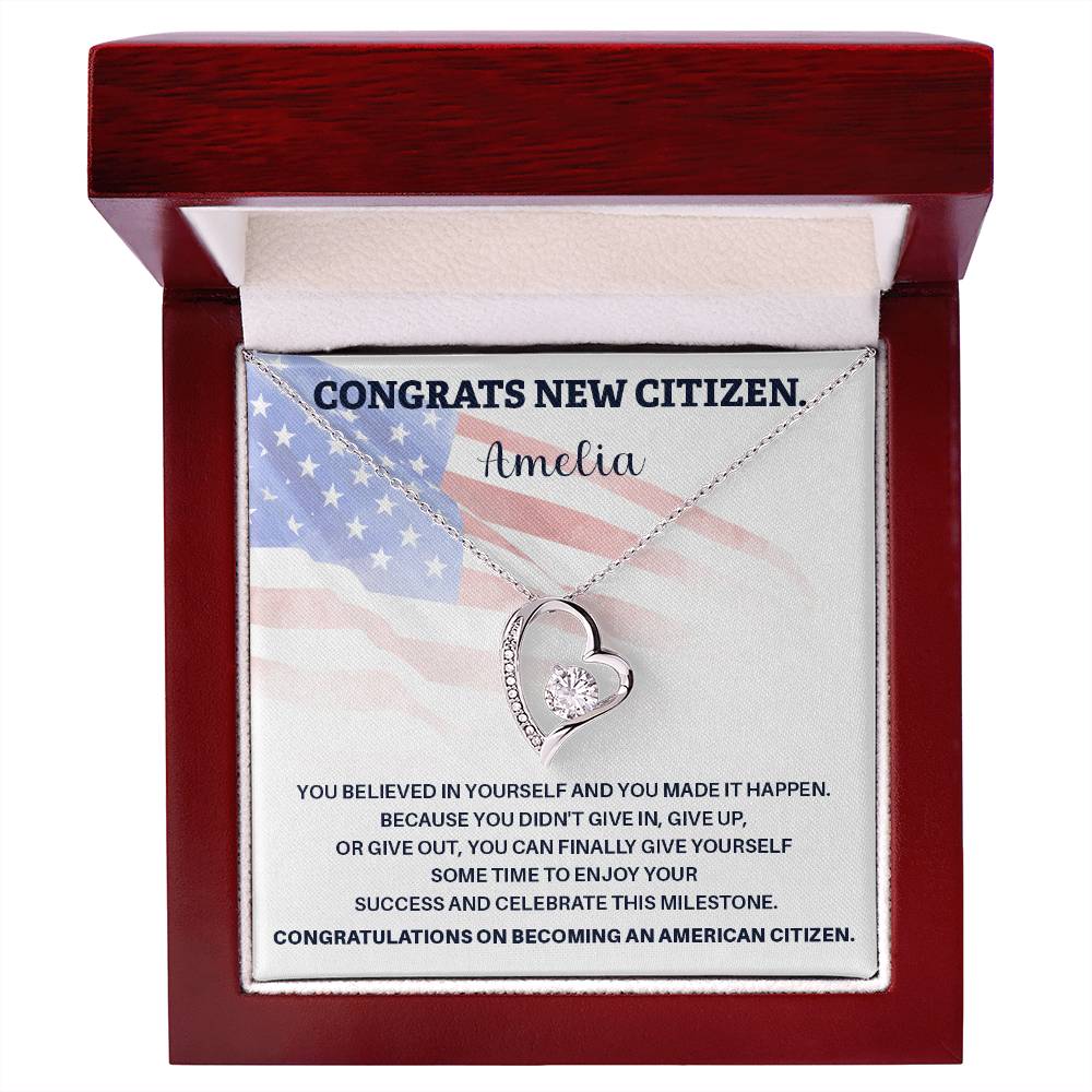 American Citizenship Gift for Woman – Flag Card Inside