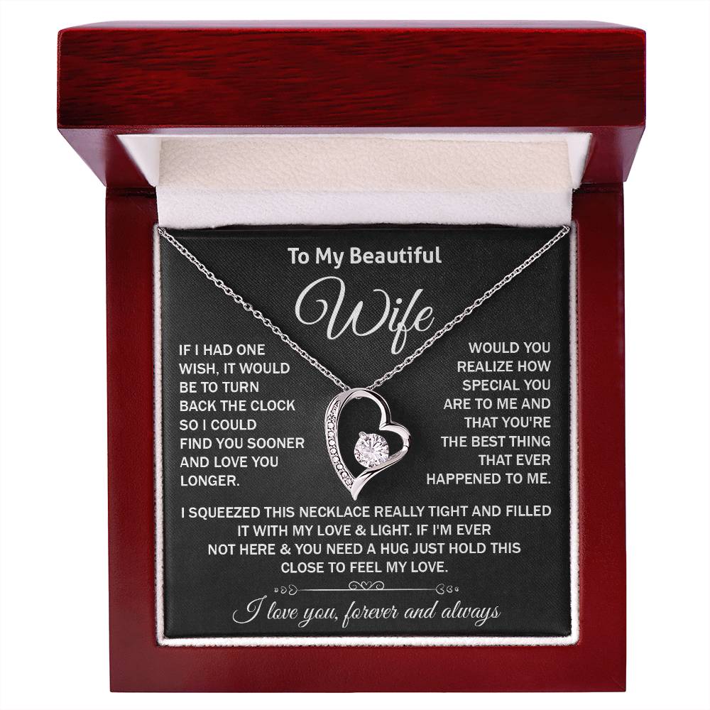 Gift for Wife from Husband Forever Love Heart Necklace with Message Card