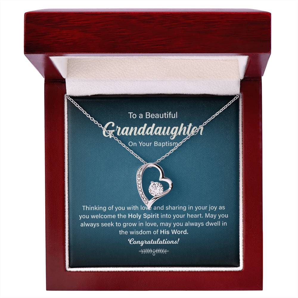 Granddaughter Baptism Necklace Gift with Message Card