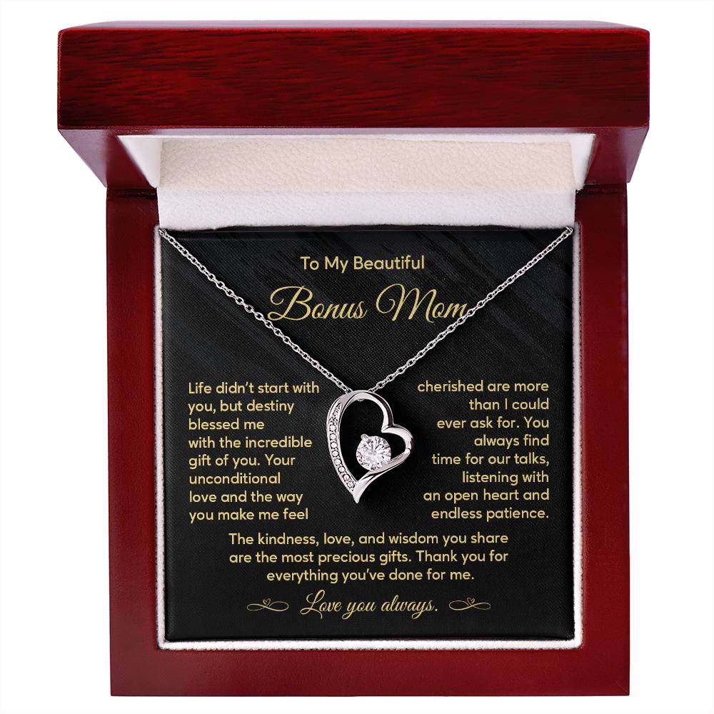 Bonus Mom Necklace Gift with Message from Stepkid