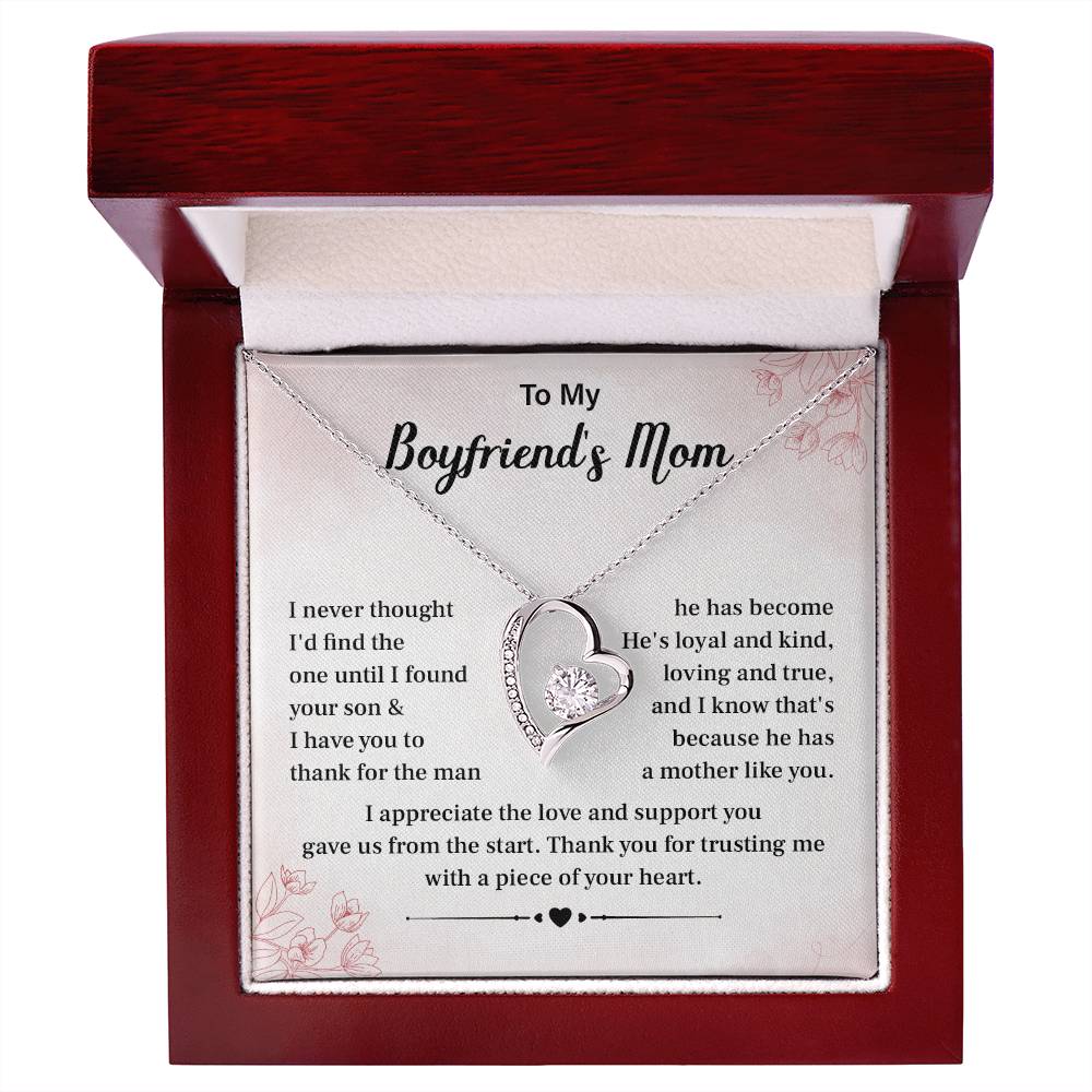 Boyfriend’s Mom Gift Necklace with Heartfelt Card