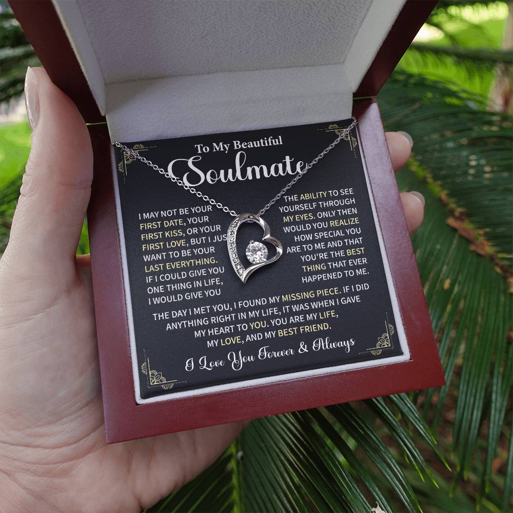 Soulmate Necklace Gift With Romantic Message Card