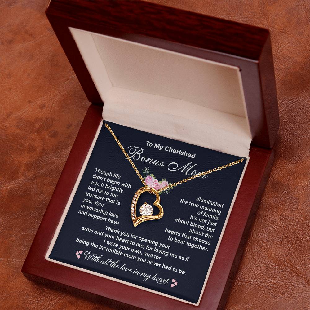 Cherished Bonus Mom Necklace Gift from Daughter