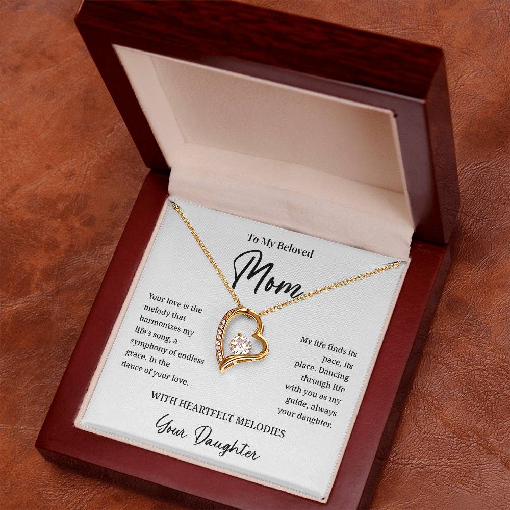 Beloved Mom Necklace – Gift from Daughter with Musical Message Card