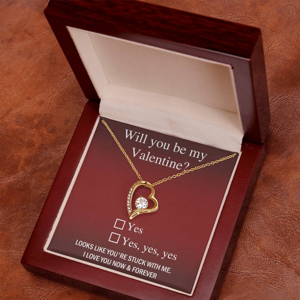 Valentine Heart Necklace Gift with Cute Proposal Card