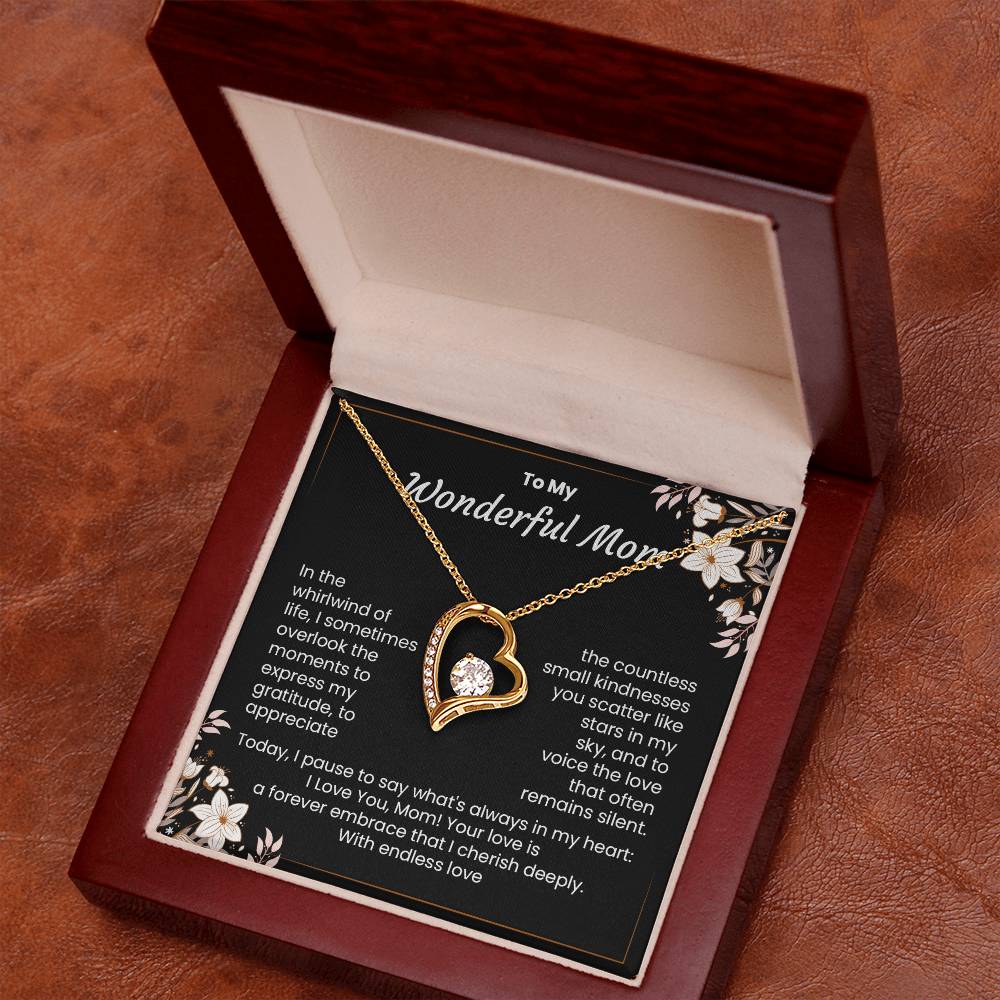 Wonderful Mom Necklace Gift From Children With Message Card