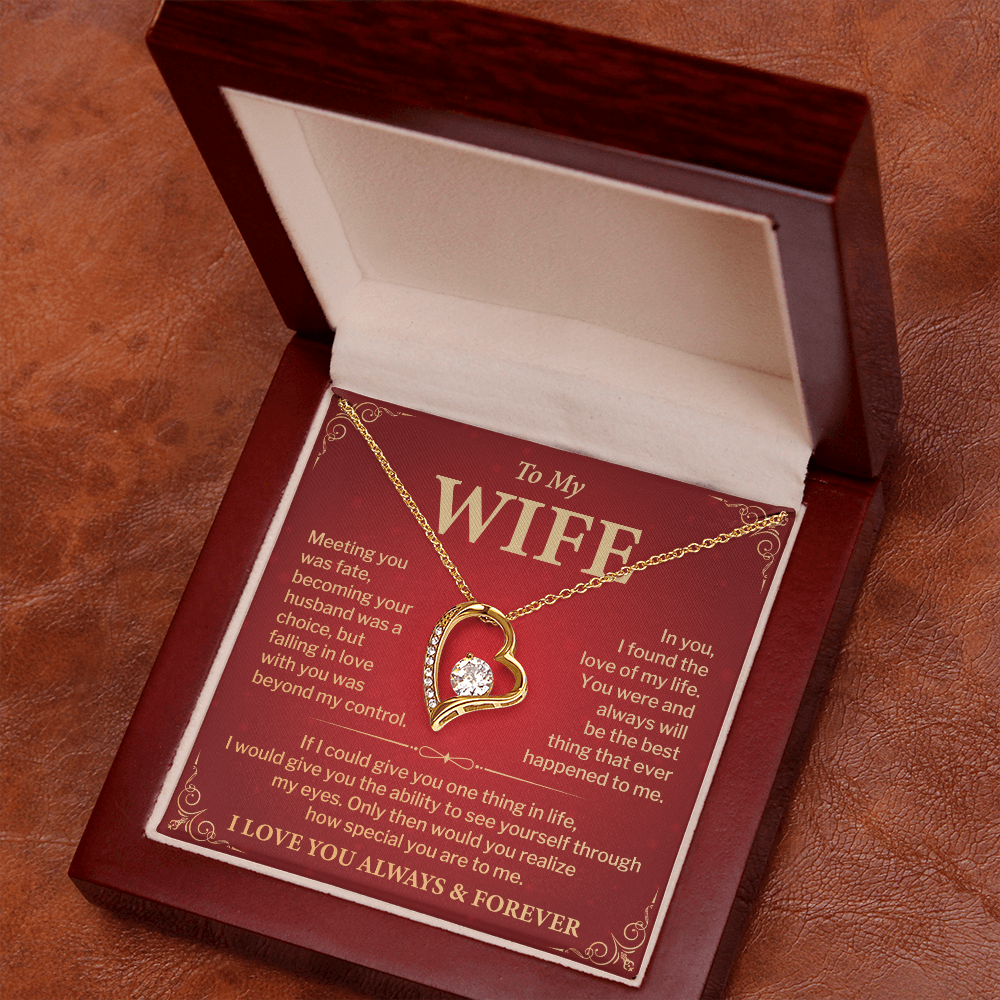 Wife Necklace Gift from Husband – Heart Pendant with Romantic Love Message Card