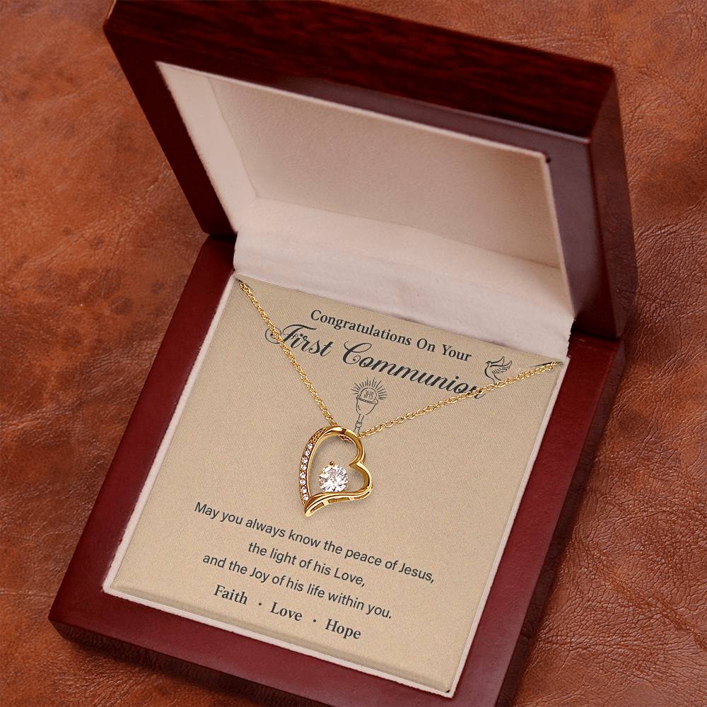First Communion Necklace Gift with Message Card