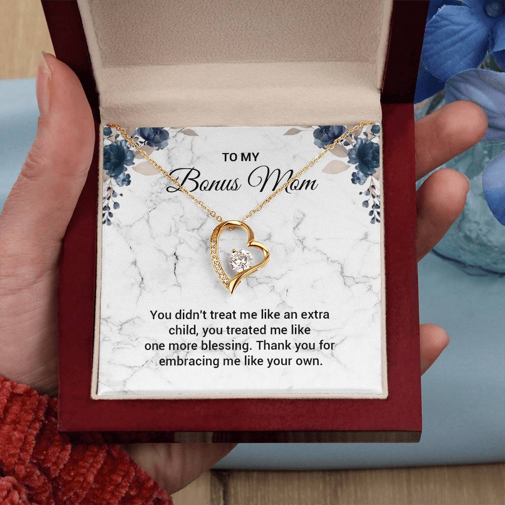 Bonus Mom Heart Necklace Gift with Message Card
