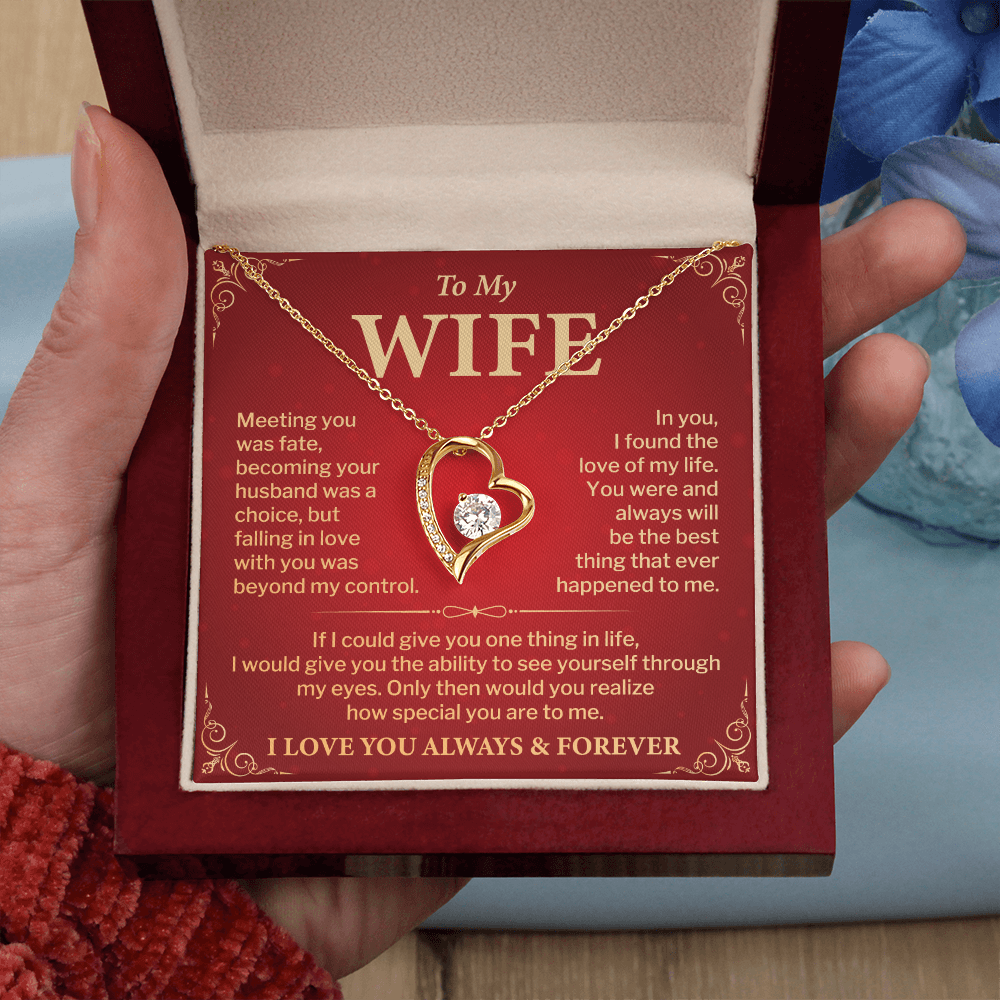 Wife Necklace Gift from Husband – Heart Pendant with Romantic Love Message Card