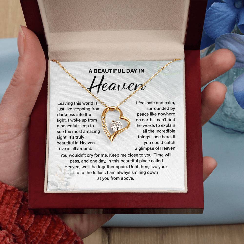 A Beautiful Day In Heaven Necklace – Sentimental Memorial Jewelry Gift, We'll Be Together Again, Heartfelt Keepsake For Love, Peace, And Comfort