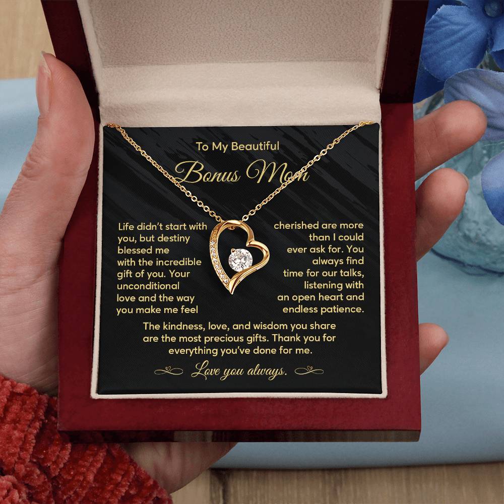Bonus Mom Necklace Gift with Message from Stepkid
