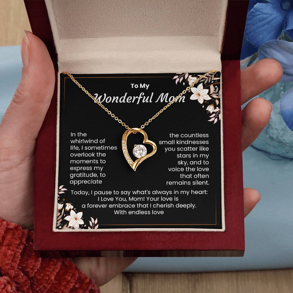 Wonderful Mom Necklace Gift From Children With Message Card