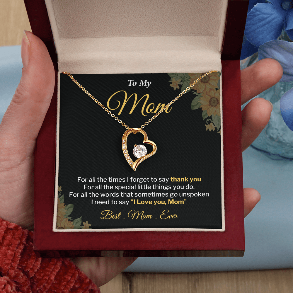 Mom Necklace Gift With Thank You Message Card