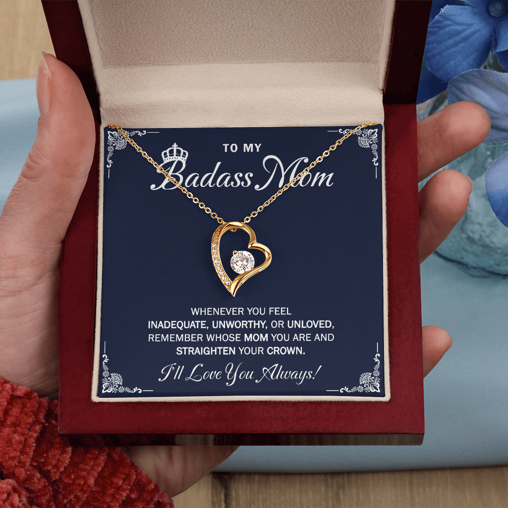 To My Badass Mom Necklace Gift From Daughter with Message Card