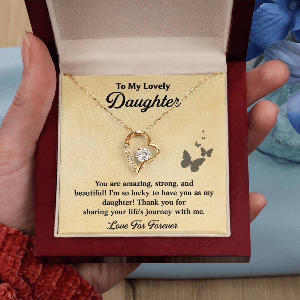 Daughter Necklace Gift Strong, Beautiful & Loved