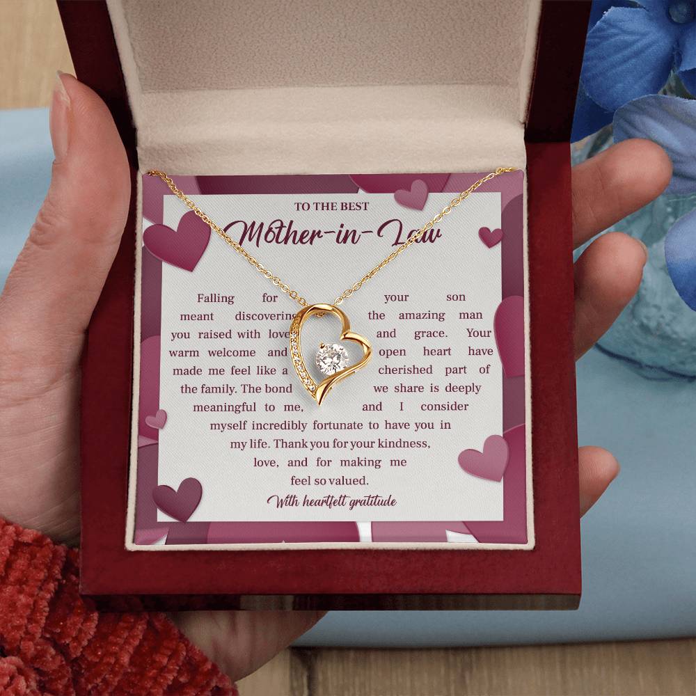 Elegant Mother-in-Law Necklace with Gift Box and Message