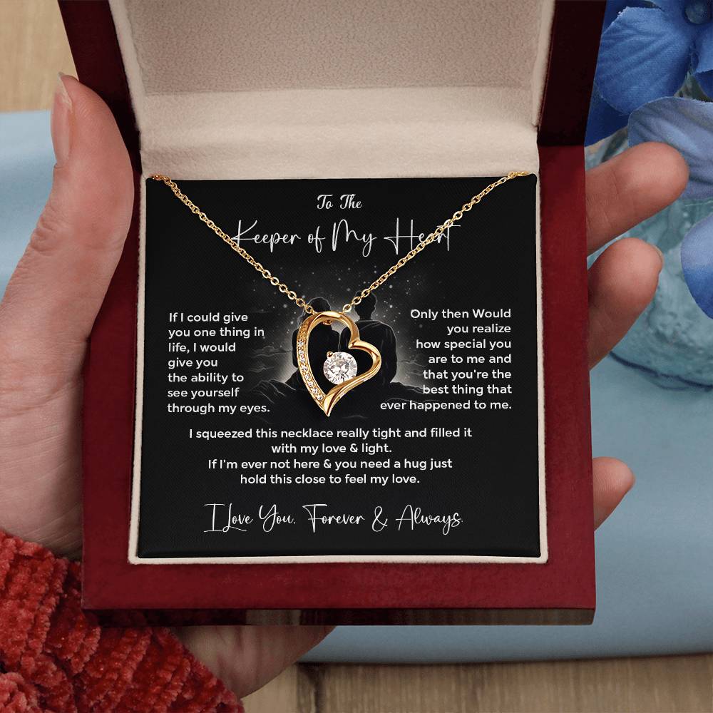 To The Keeper of My Heart Necklace Gift From Husband Message Card & Box