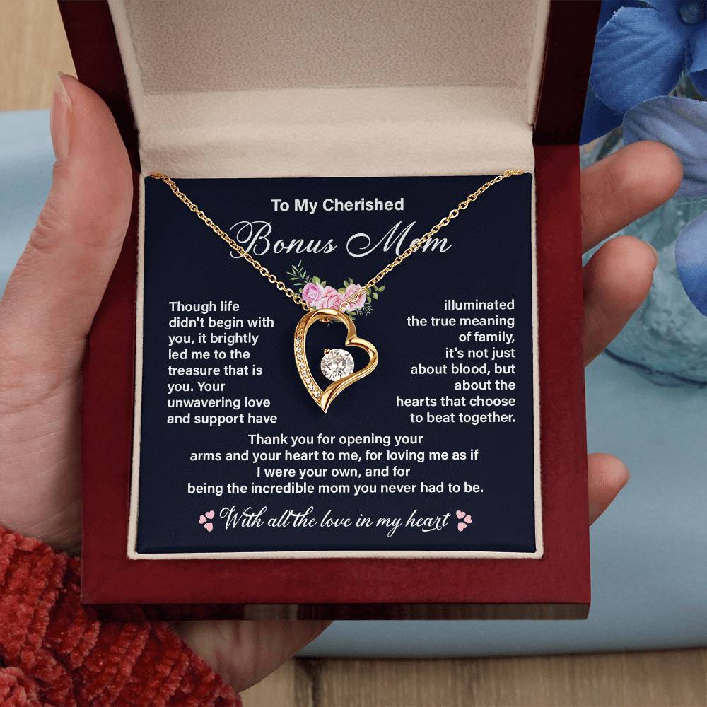 Cherished Bonus Mom Necklace Gift from Daughter