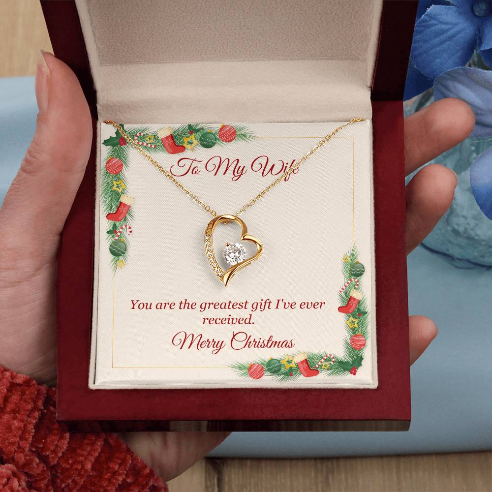 Christmas Heart Necklace Gift for Wife Message Card Included