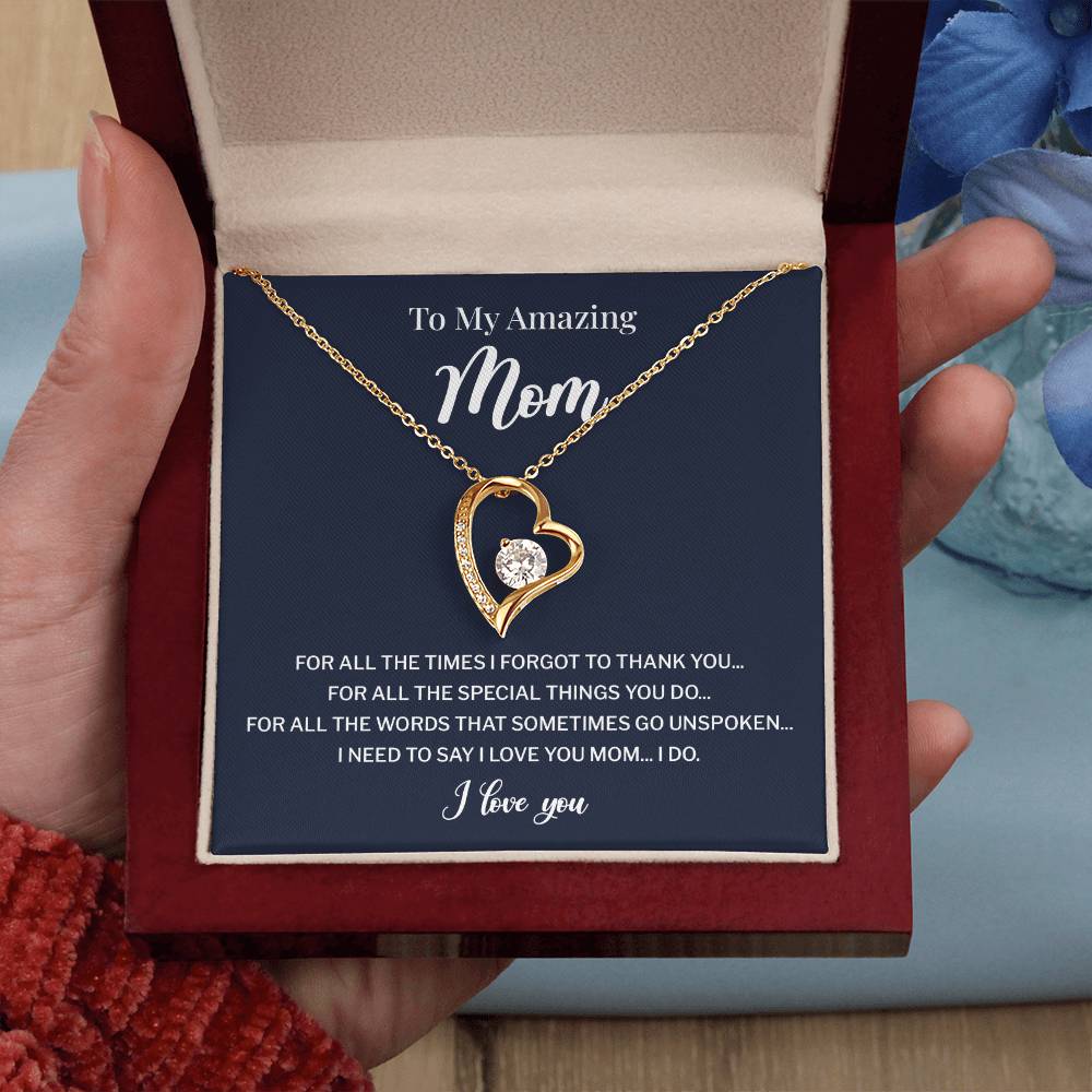 To My Mom Necklace Gift With Thank You Message Card