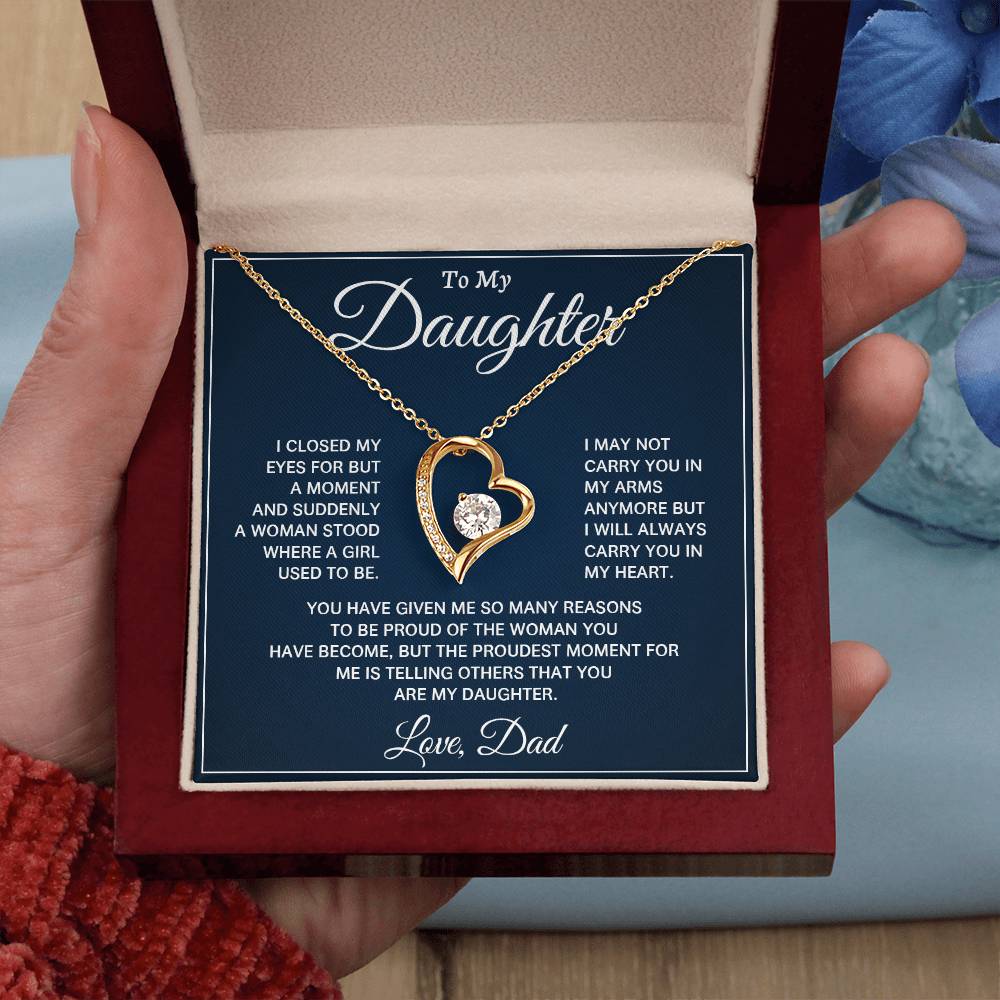 Emotional Dad to Daughter Gift – Heart Necklace with Loving Note