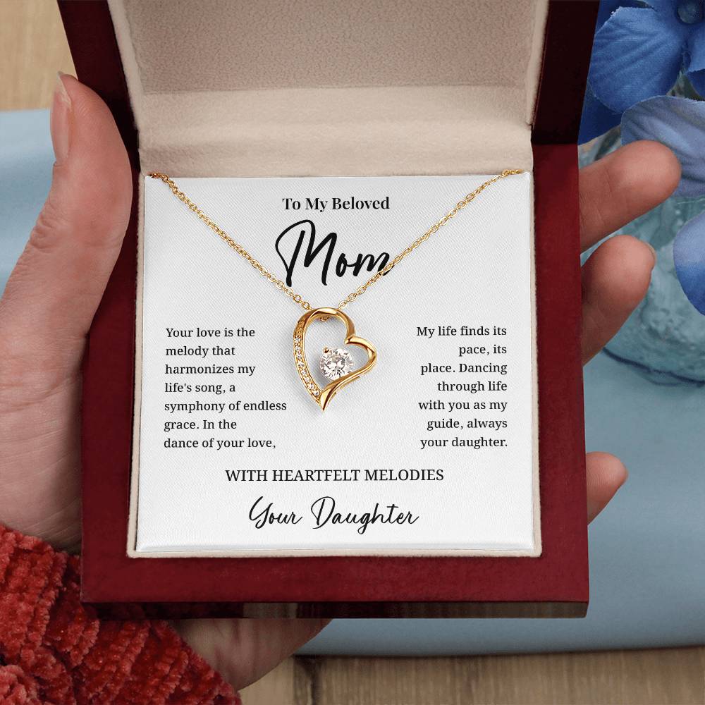 Beloved Mom Necklace – Gift from Daughter with Musical Message Card