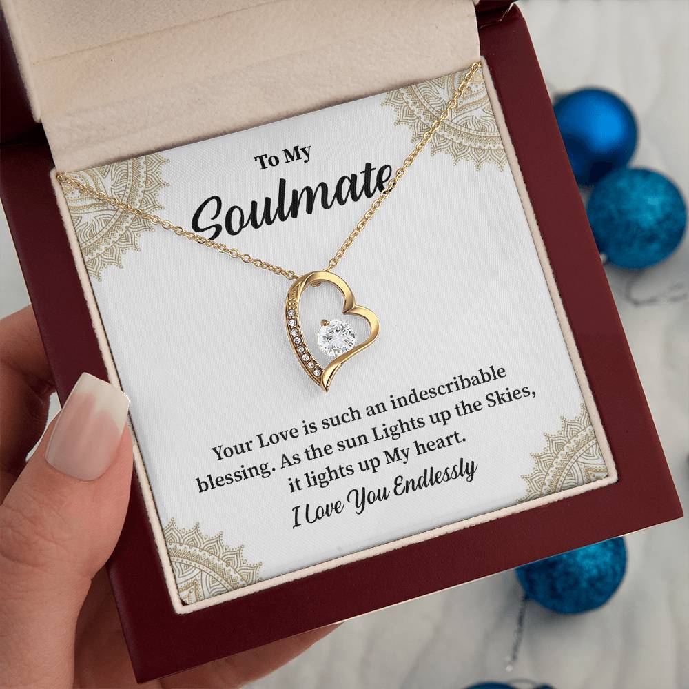 Soulmate Gift for Her with Heart Pendant Message