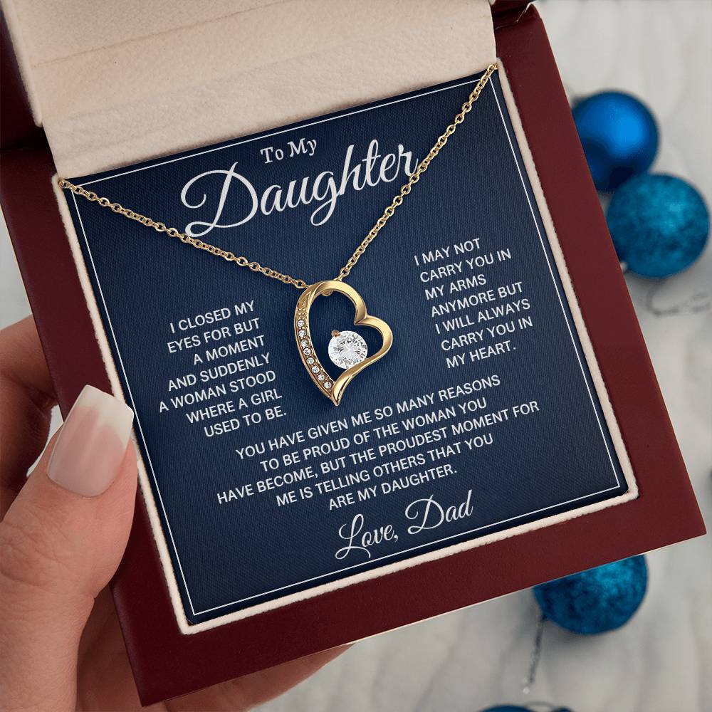 Emotional Dad to Daughter Gift – Heart Necklace with Loving Note