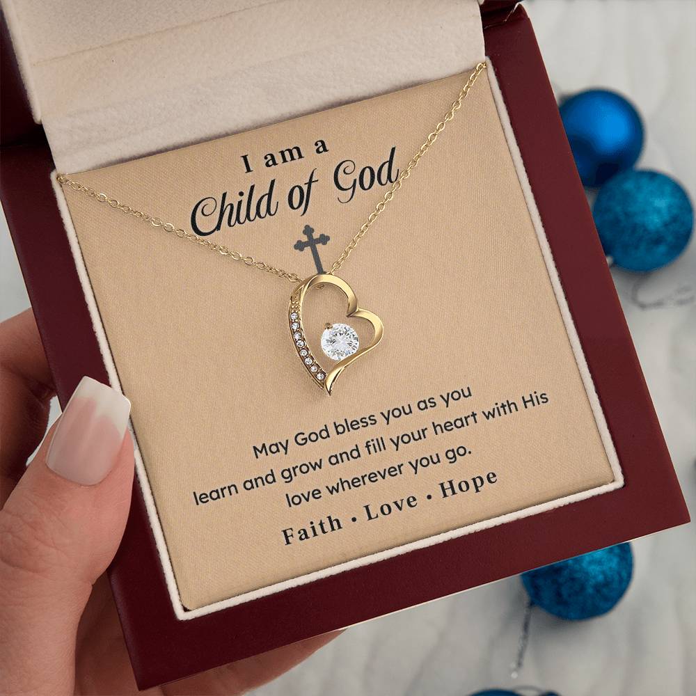 Christian Necklace Gift – I Am a Child of God with Faith Message