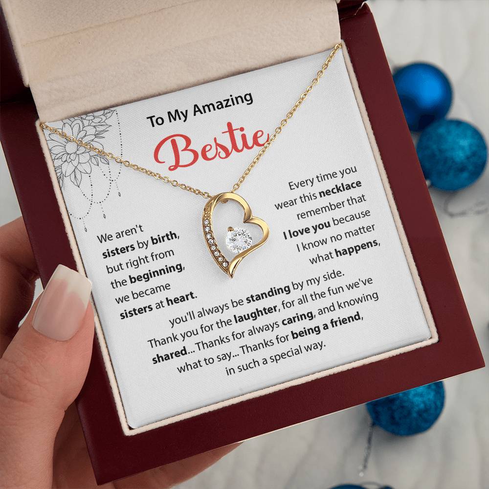 Bestie Heart Necklace Gift with Friendship Note