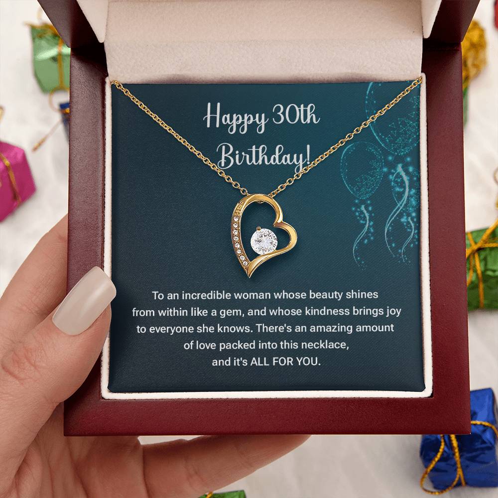 30th Birthday Necklace Gift – Heart Pendant Jewelry for Her
