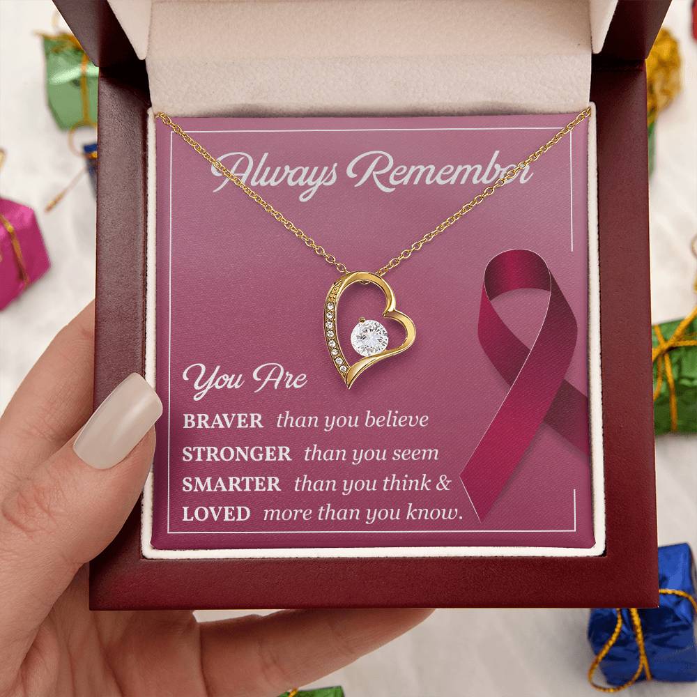 Burgundy Ribbon Encouragement Necklace for Her