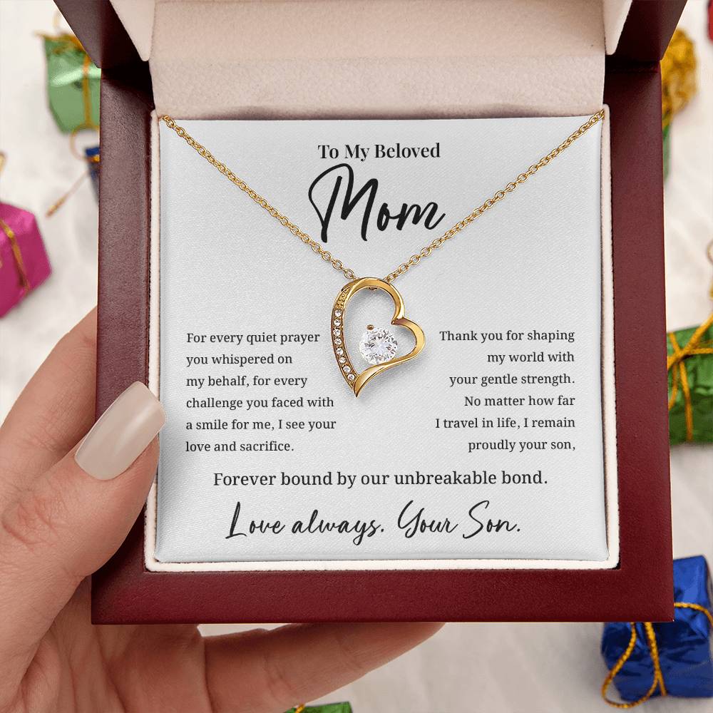 Elegant Necklace for Mom from Son with Heartfelt Message Card