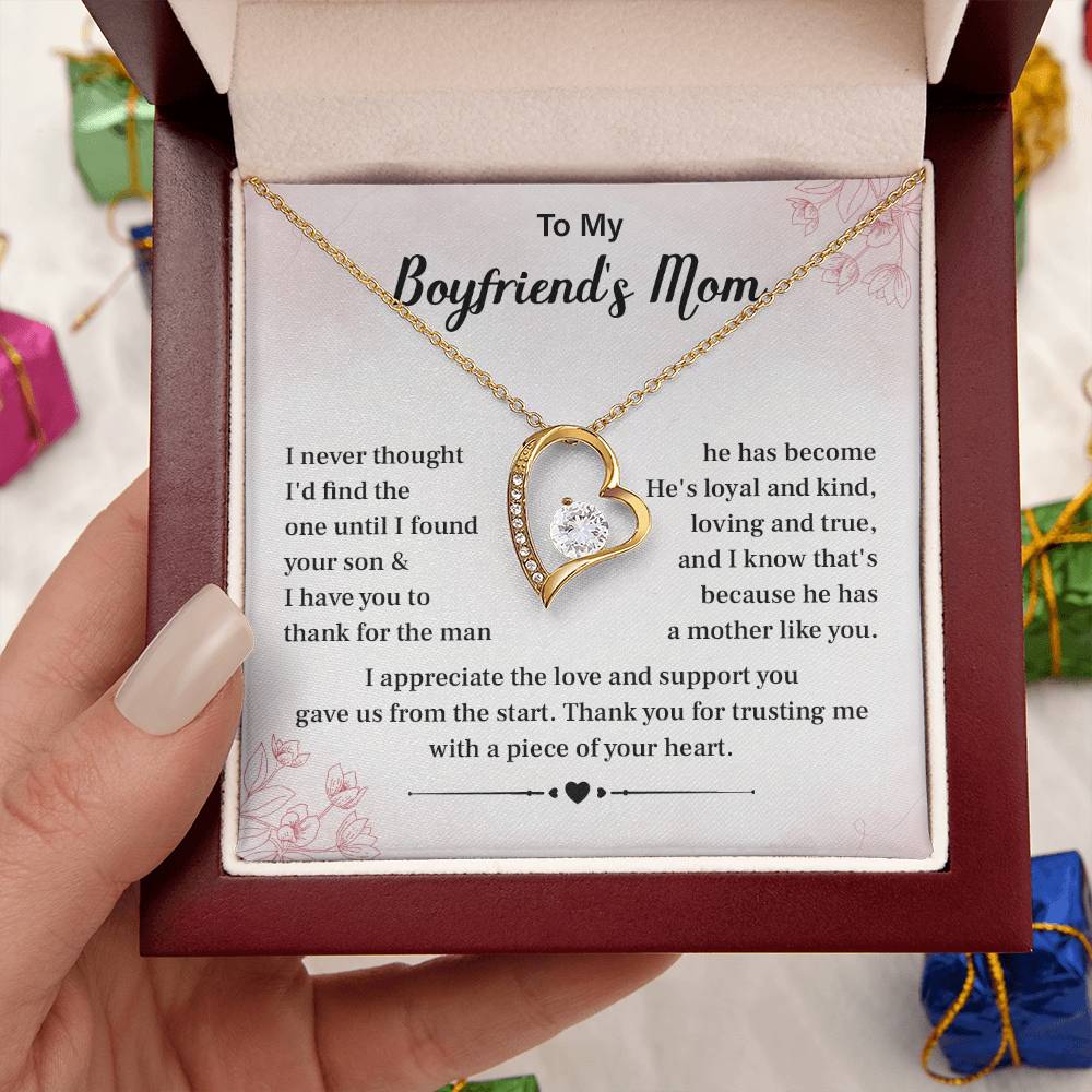 Boyfriend’s Mom Gift Necklace with Heartfelt Card