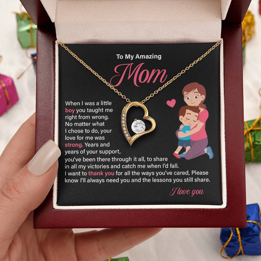 Heart Necklace Gift for Mom from Son – Thank You Mom