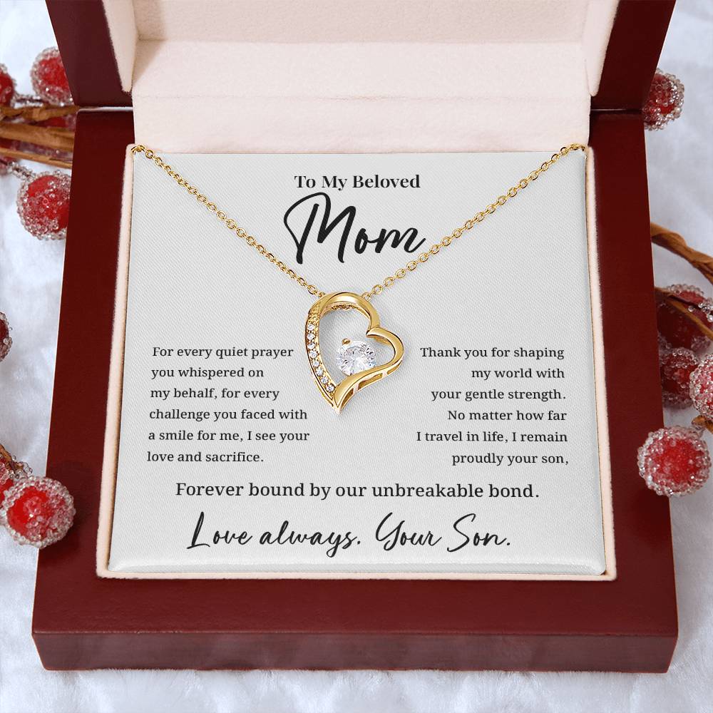 Elegant Necklace for Mom from Son with Heartfelt Message Card
