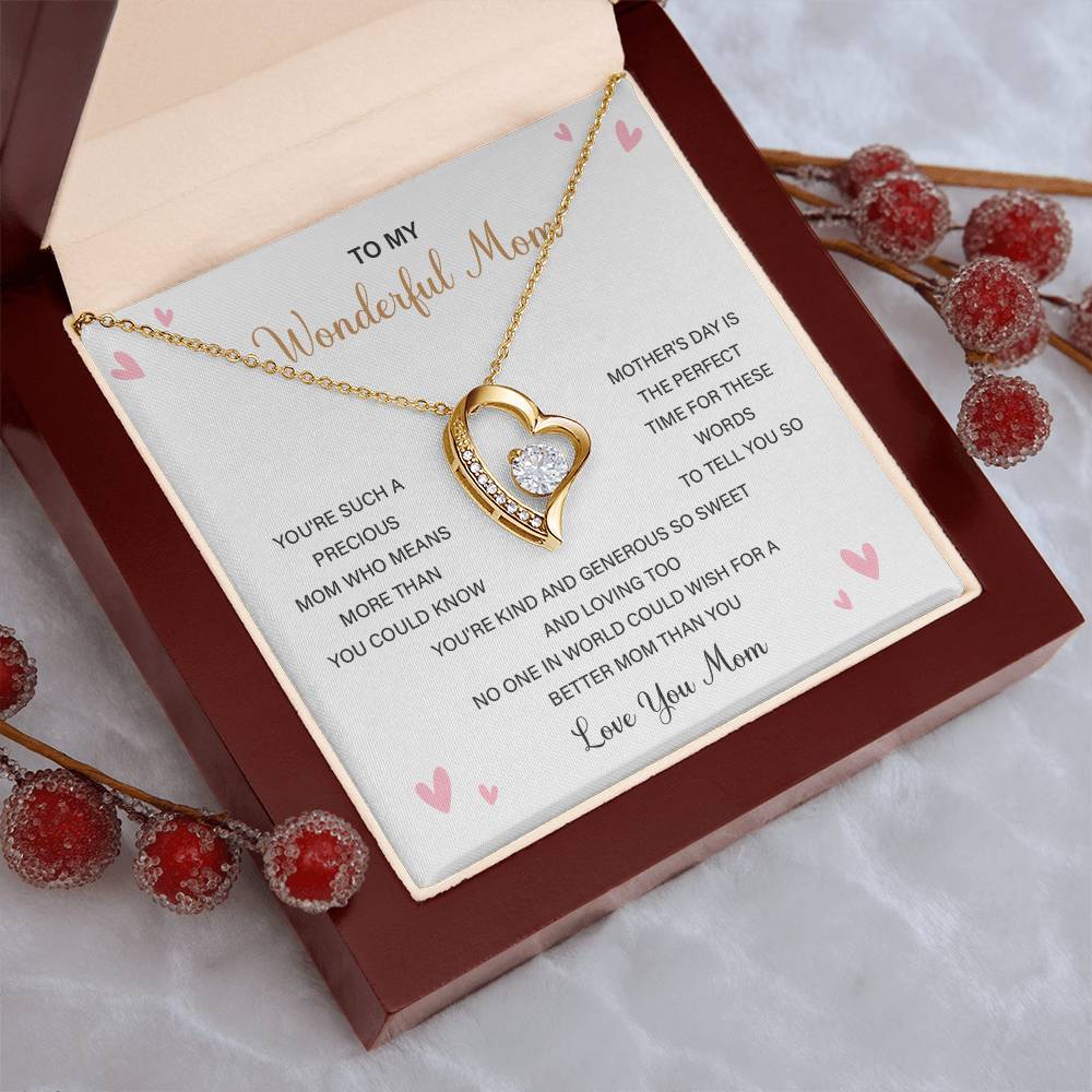 Love Shape Necklace Gift for Mom With Sweet Card & Box