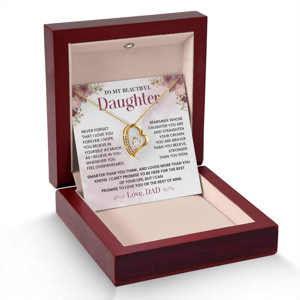 Daughter Necklace Gift from Dad – Crown Reminder Message