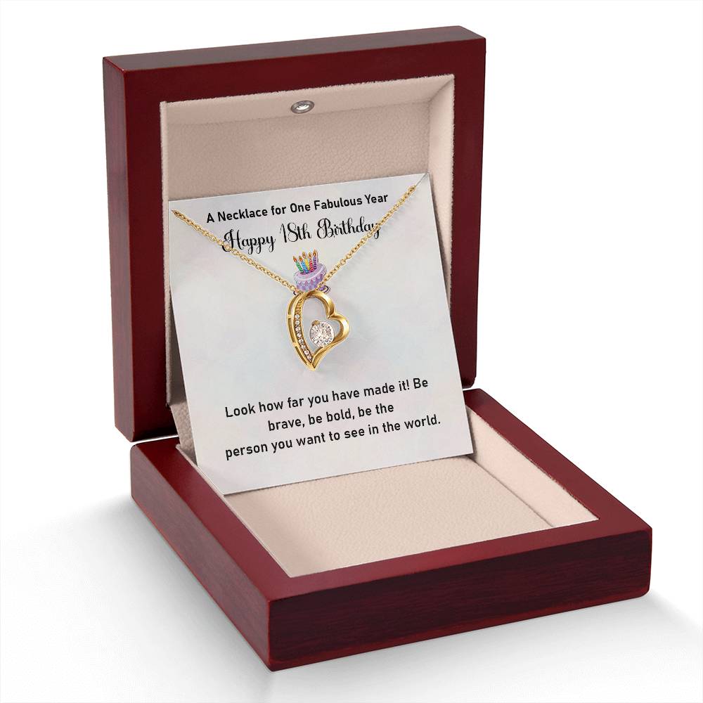 18th Birthday Necklace Gift for Her – Bold & Brave Message Box