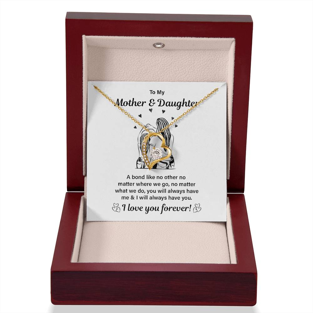 Mother Daughter Bond Necklace Gift with Message Card