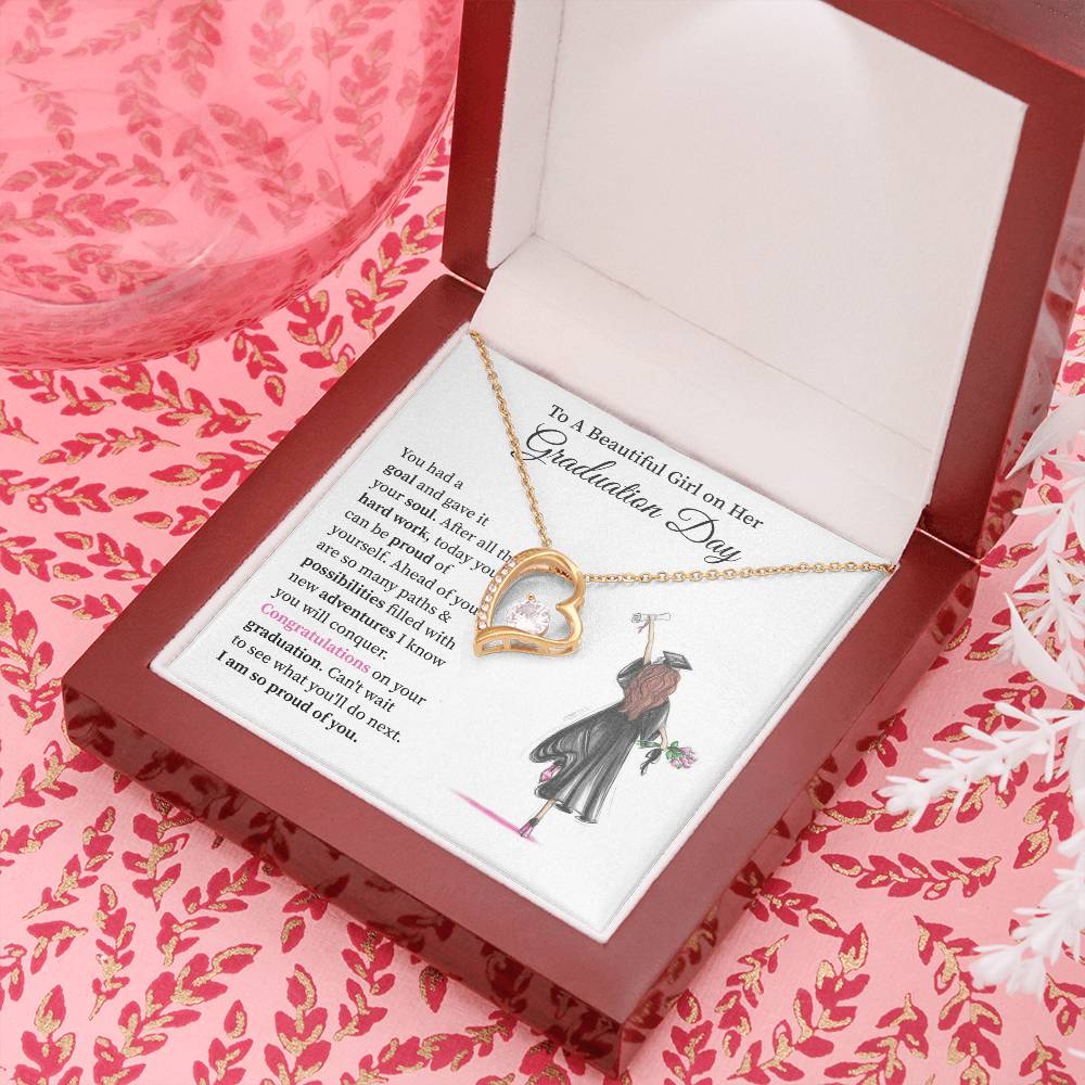 Graduation Necklace for Daughter With Heart Pendant